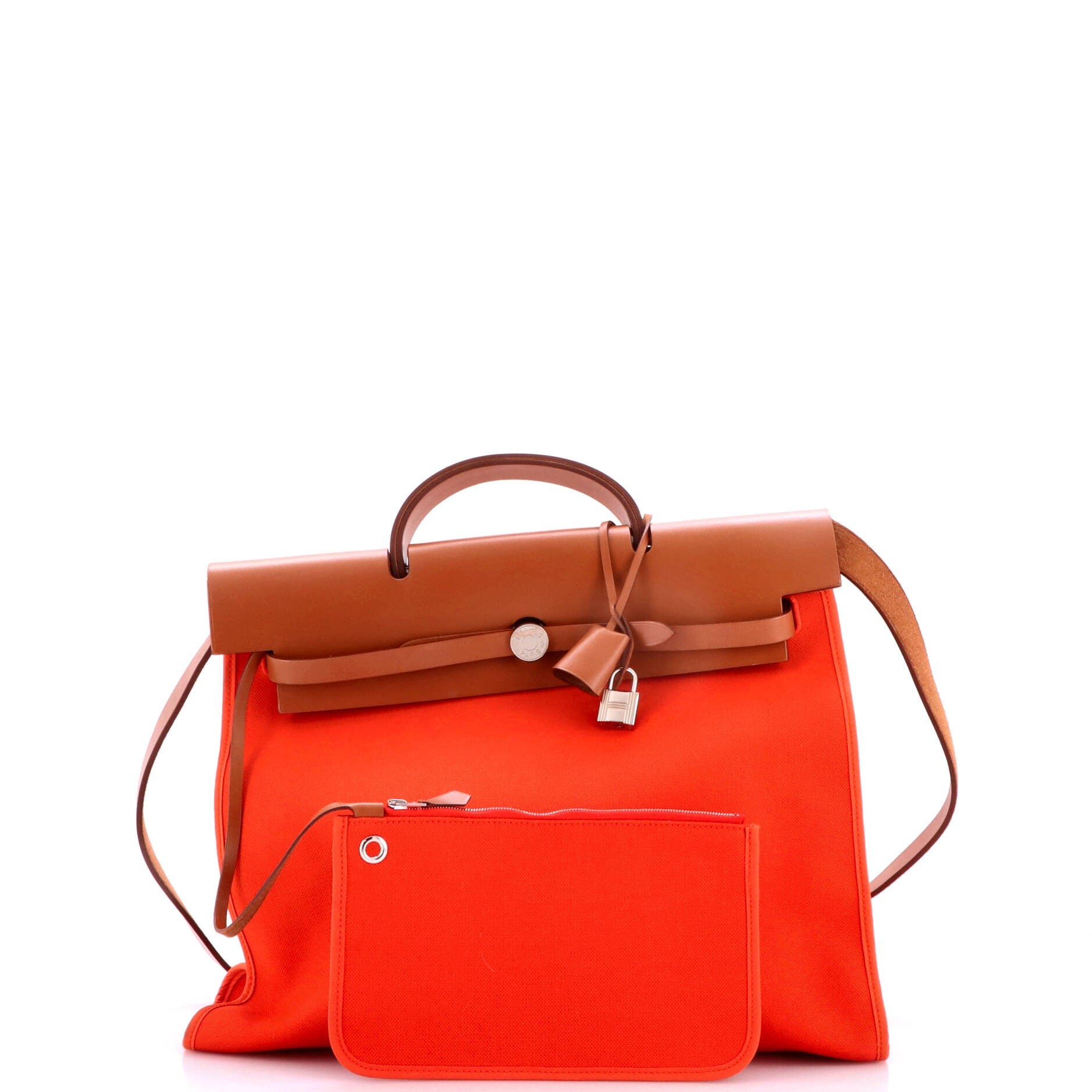 Herbag Zip Leather and Toile 39, Alternate, color, Orange