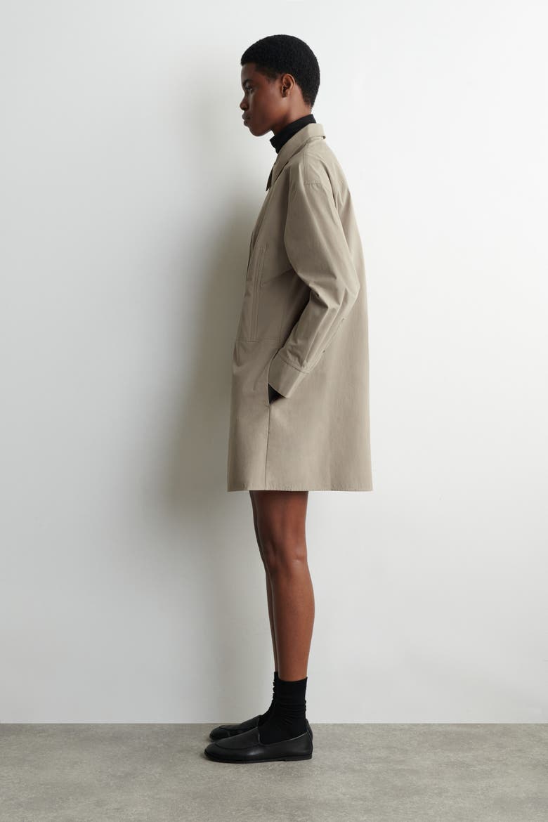 Waisted Cotton Shirt Dress, Alternate, color, GRAY