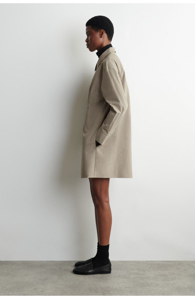 COS Waisted Cotton Shirt Dress, Alternate, color, Gray