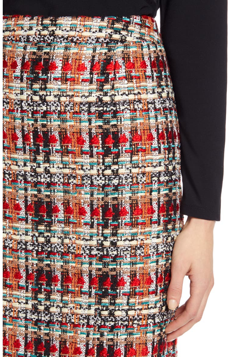 Tweed Pencil Skirt, Alternate, color, BLACK- RED TWEED