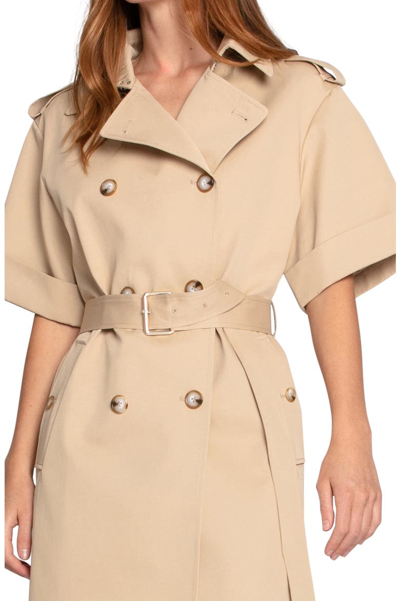 Dust & Daring Short Sleeve Cotton Blend Trench Coat, Alternate, color, CAMEL