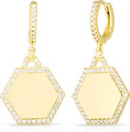 SPHERA MILANO Hexagon Huggie Hoop Drop Earrings