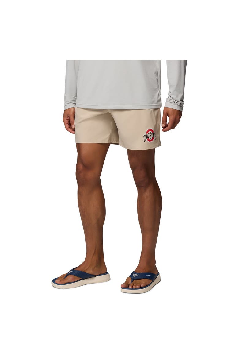 Men's Columbia  Natural Ohio State Buckeyes PFG Terminal Roamer™ Omni-Shade™ Stretch Shorts, Alternate, color, Natural