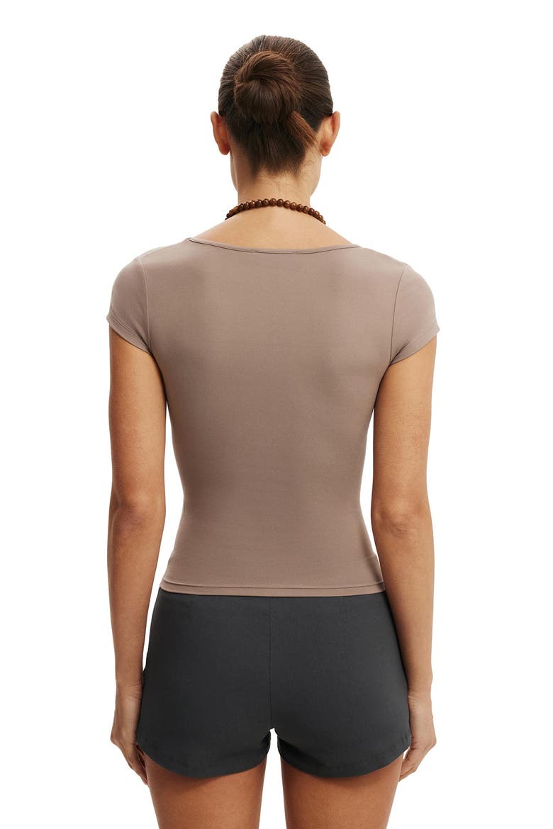 Women's Hold Me Short Sleeve, Alternate, color, Washed Mocha