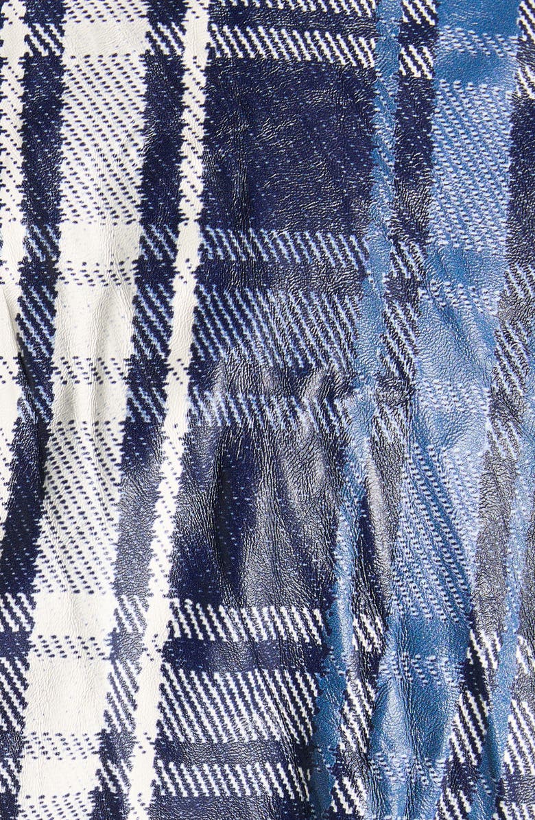 Bottega Veneta Belted Check Crushed Twill Coat, Alternate, color, Blue/ Navy/ Chalk