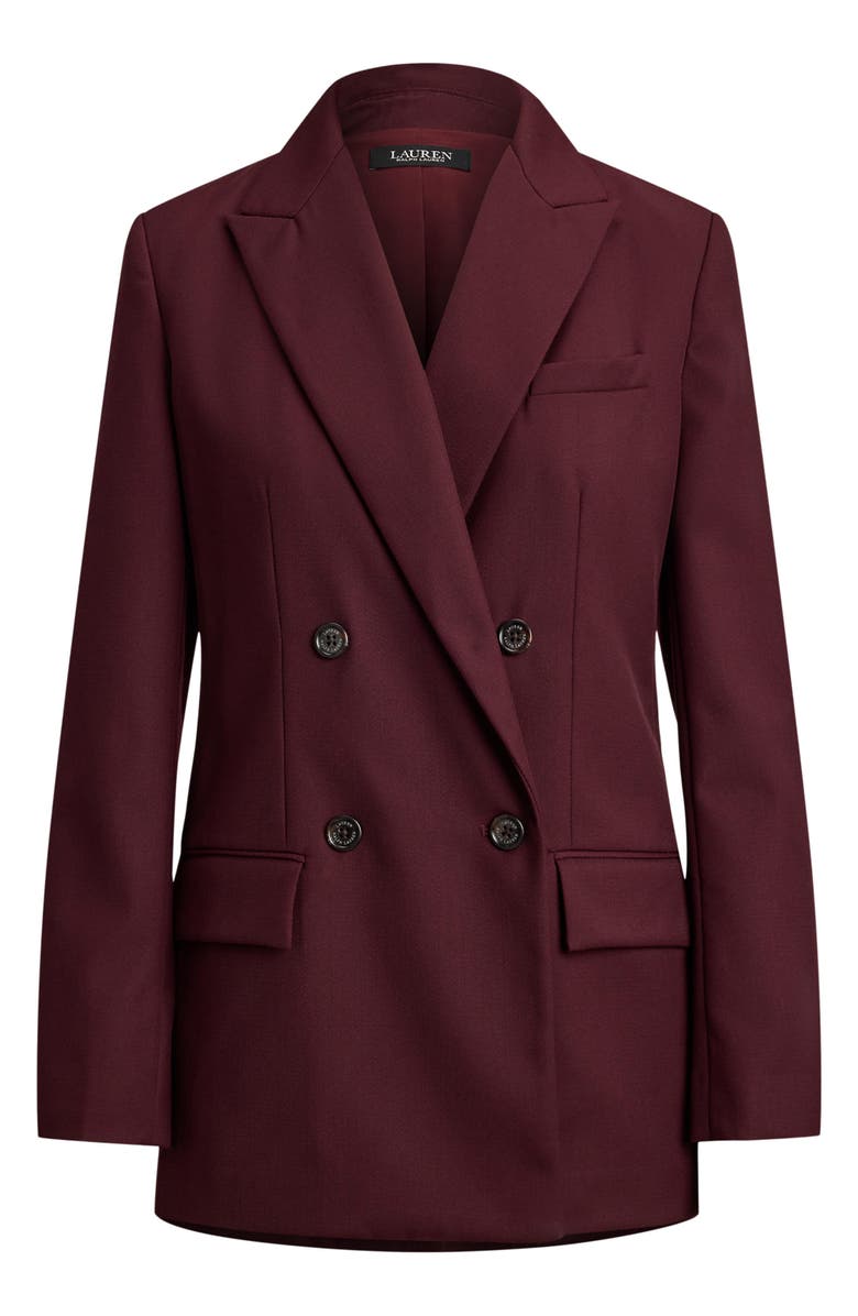 Lauren Ralph Lauren Double Breasted Wool Blend Twill Blazer, Alternate, color, Dark Garnet