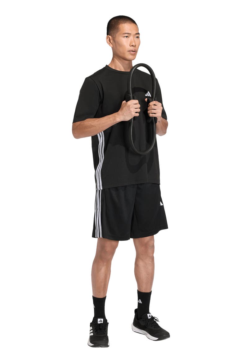 Climacool 3-Stripe Workout Essentials Shorts, Alternate, color, BLACK/ WHITE