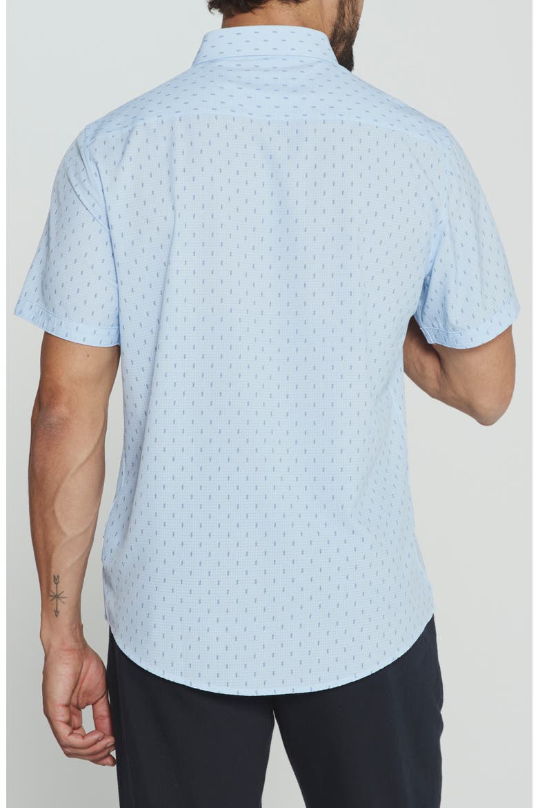 Renzo Textured Geo Pattern Short Sleeve Stretch Button-Up Shirt, Alternate, color, LIGHT BLUE