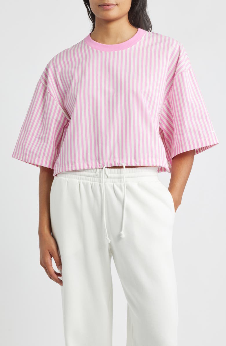 Nike Sportswear Stripe Cotton Poplin Shirt, Main, color, Playful Pink/ Sail/ Sail