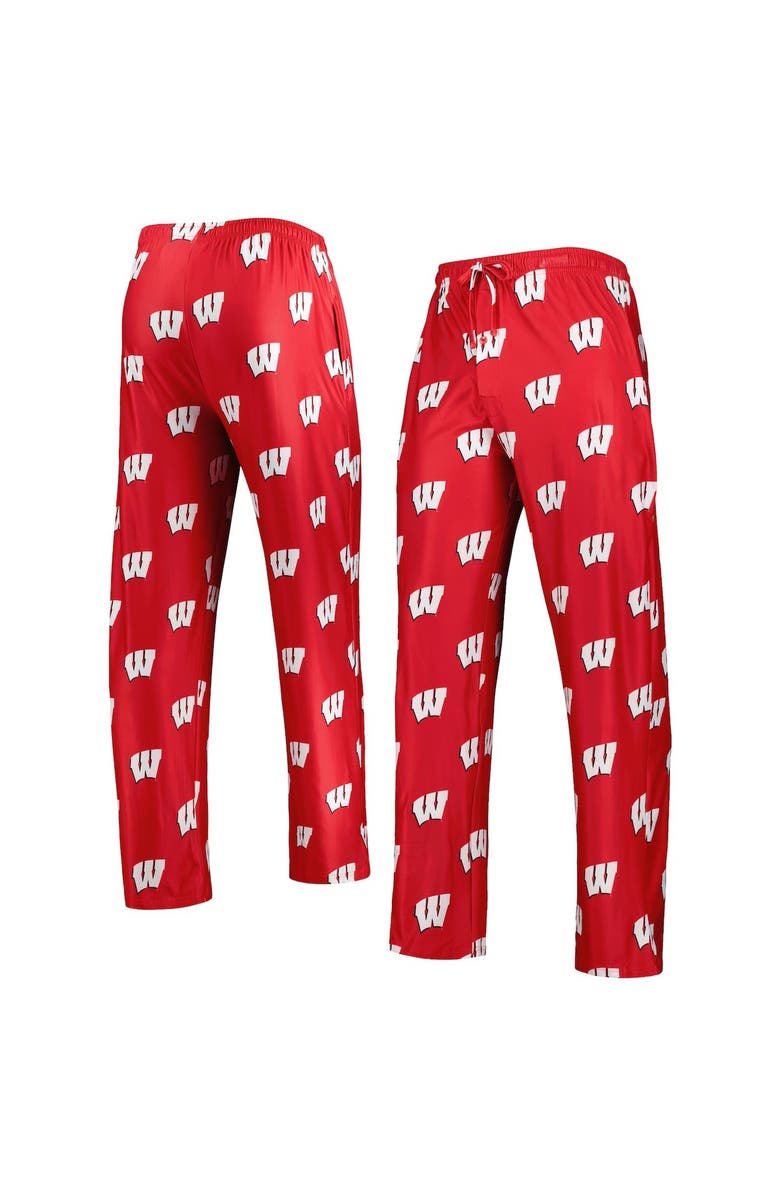 CONCEPTS SPORT Men's Concepts Sport Red Wisconsin Badgers Logo Flagship Allover Print Pants, Main, color,