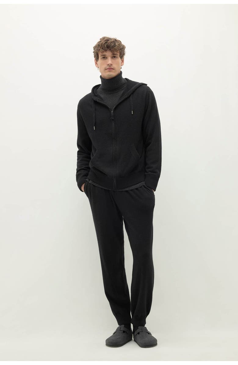 NAKED CASHMERE Kayden Zip-Up Hoodie, Main, color, Black
