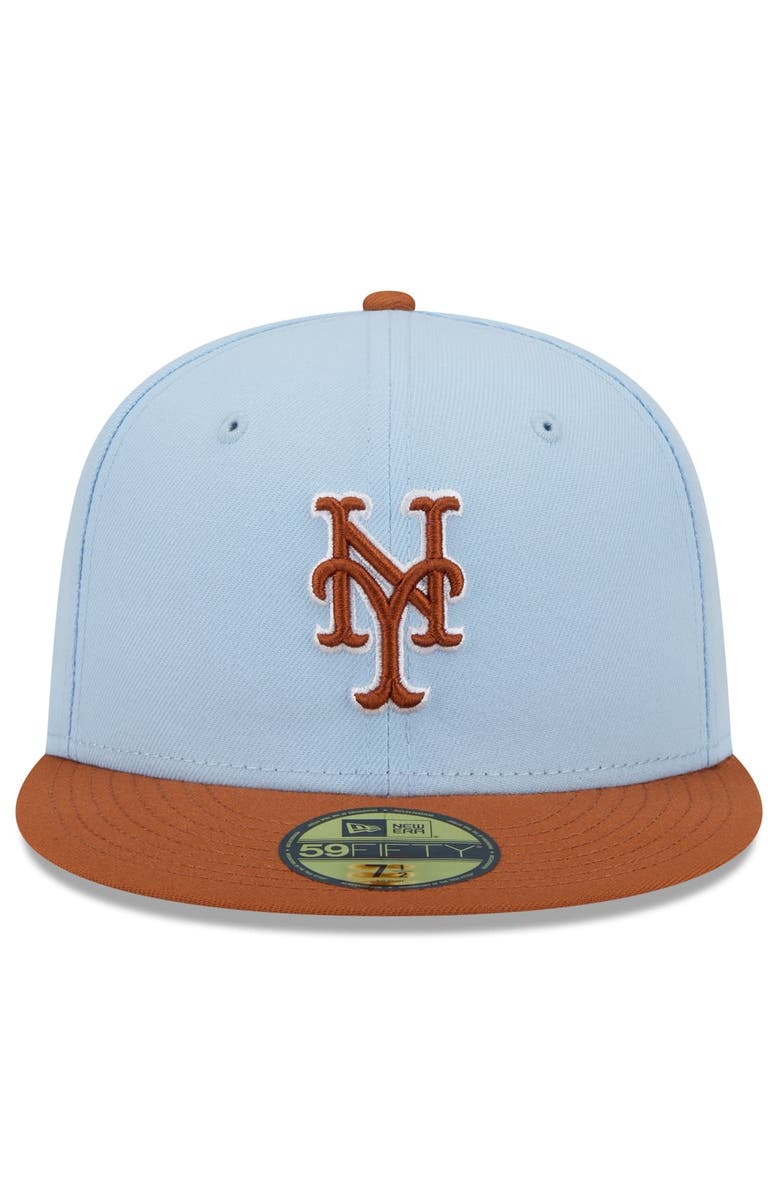 New Era Men's New Era Light Blue/Brown New York Mets Spring Color Basic Two-Tone 59FIFTY Fitted Hat, Alternate, color, 
