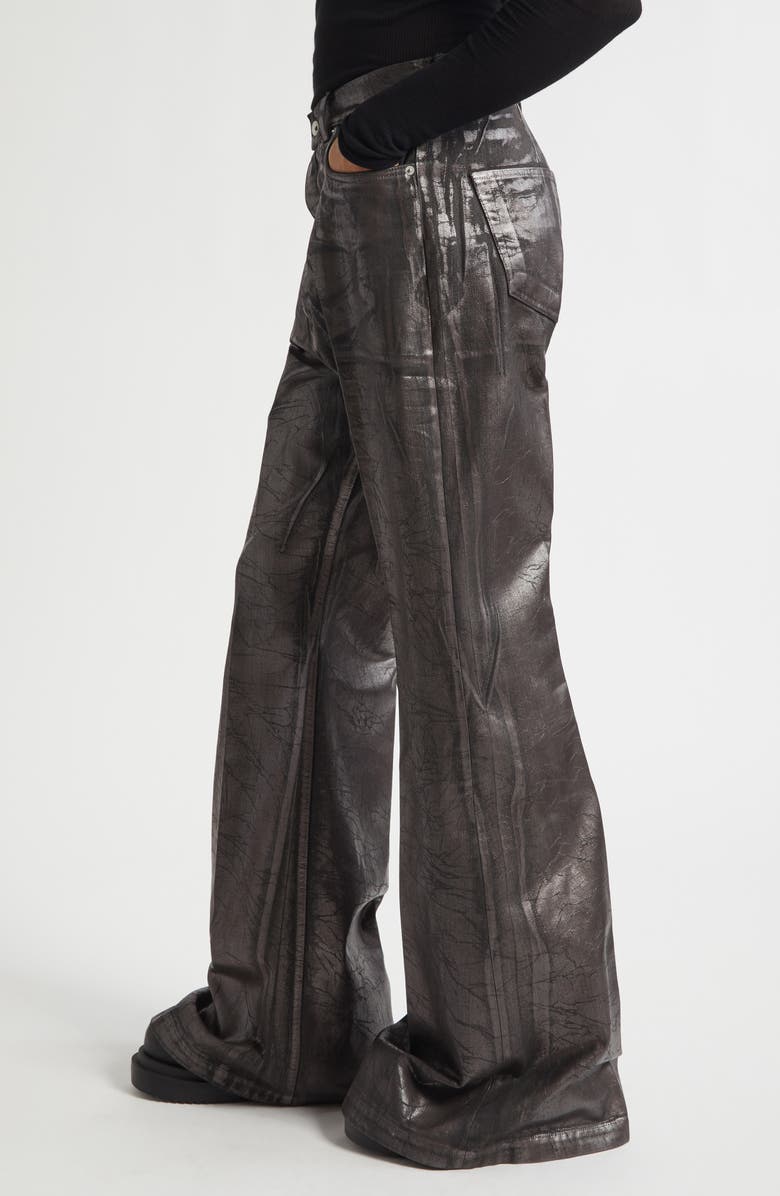 Rick Owens Bolans Coated Flare Leg Jeans, Alternate, color, Bronze