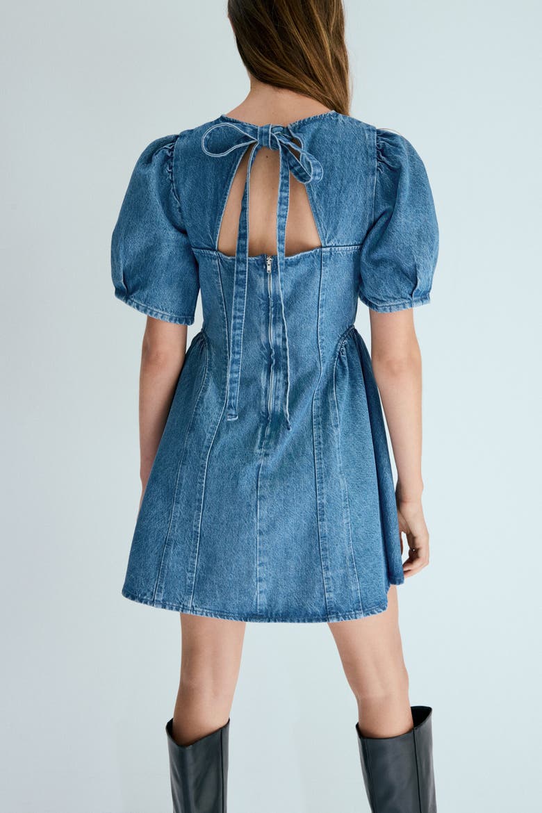 Flared-skirt Denim Dress, Alternate, color, Denim blue