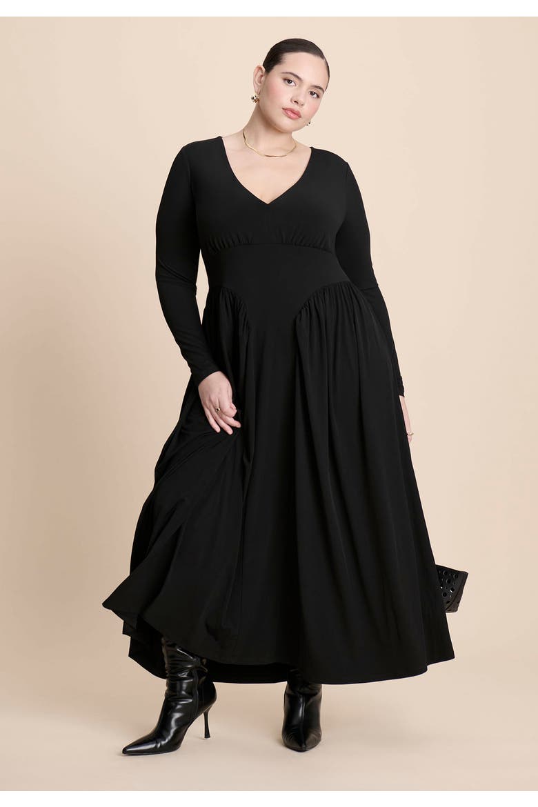 Plunge Neck Knit Dress, Alternate, color, BLACK ONYX
