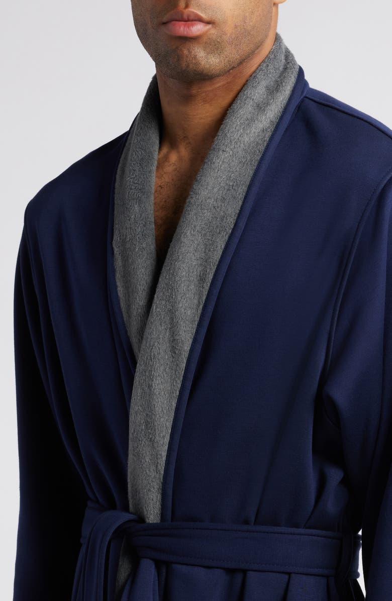 Nordstrom Essential Fleece Lined Robe, Alternate, color, Navy Peacoat