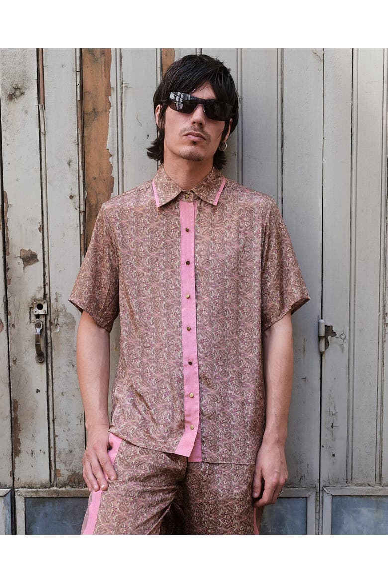 Paisley Motif Short Sleeve Shirt, Alternate, color, Rosé