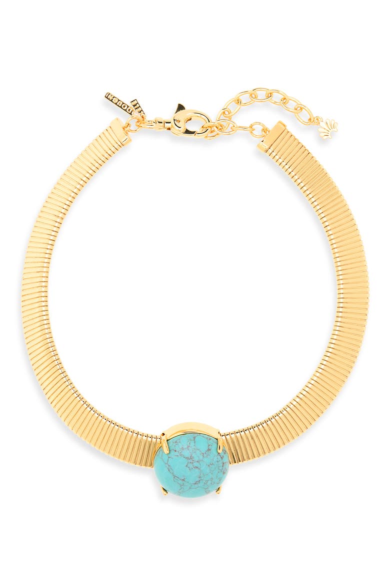Stone Set Snake Chain Necklace, Main, color, TURQUOISE
