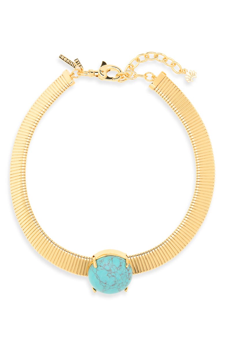 Lele Sadoughi Stone Set Snake Chain Necklace, Main, color, Turquoise