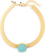 Lele Sadoughi Stone Set Snake Chain Necklace