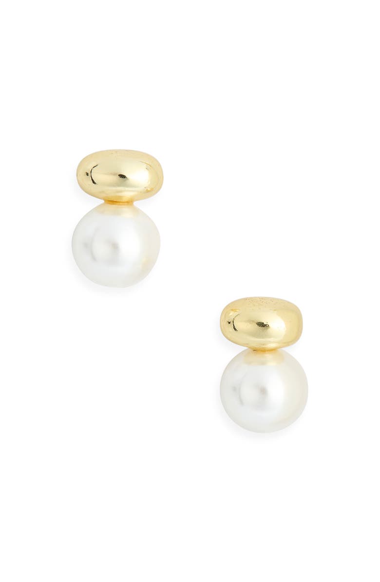 ARGENTO VIVO Freshwater Pearl Oval Pebble Stud Earrings, Main, color, Gold