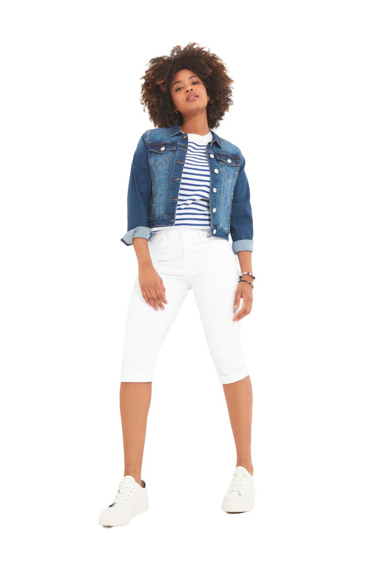 Stretch Denim Capri Pant, Main, color, WHITE