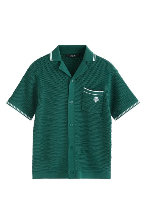 Kids' Open Stitch Cotton Graphic Polo Sweater (Little Kid & Big Kid)