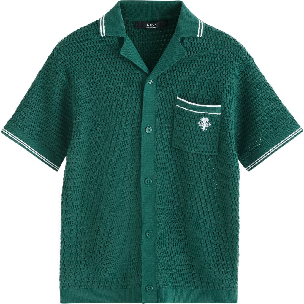 Next Kids' Open Stitch Cotton Graphic Polo Sweater In Green