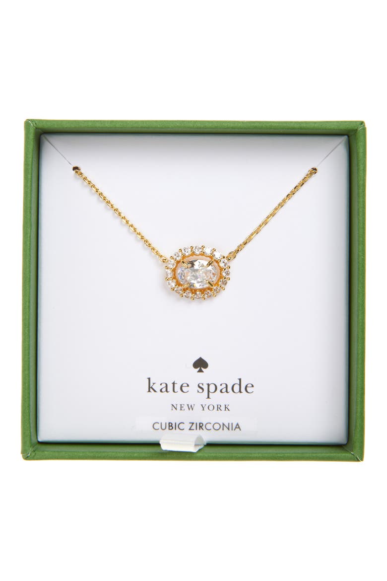 cubic zirconia mini pendant necklace, Main, color, CLEAR/ GOLD