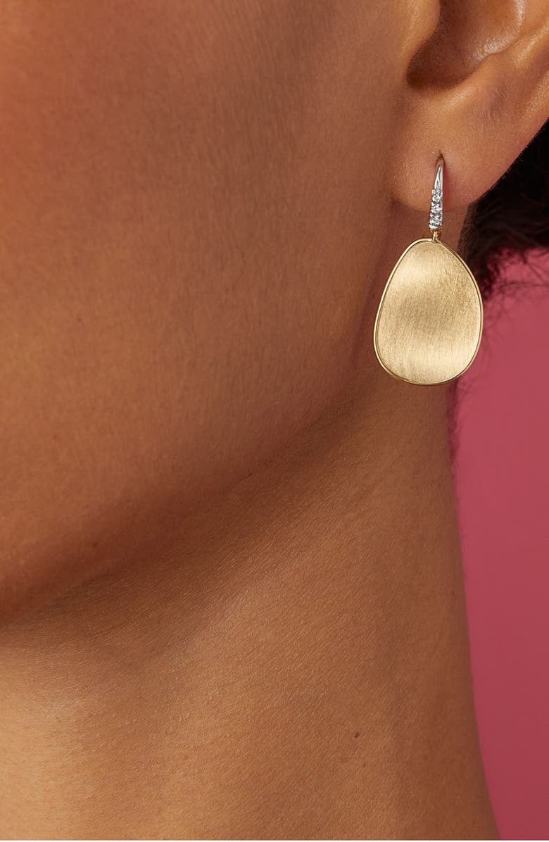 Marco Bicego Lunaria 18K White Gold & Diamond Medium Drop Earrings, Alternate, color, 18K Yellow Gold
