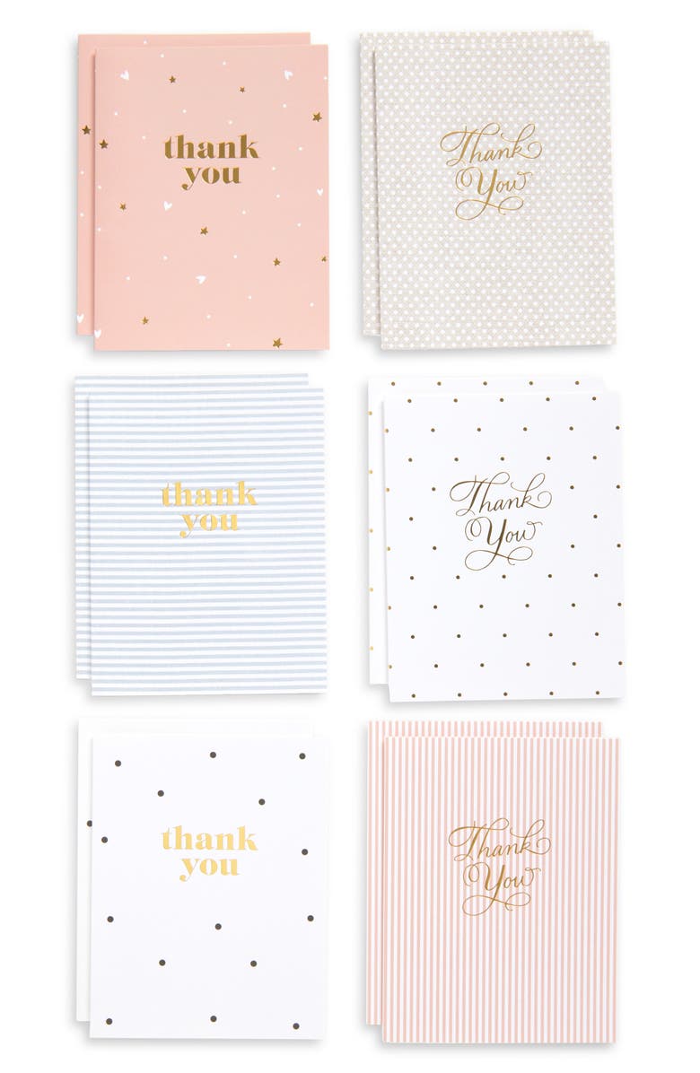 Sugar Paper Assorted Set of 12 Thank You Notes, Alternate, color, White