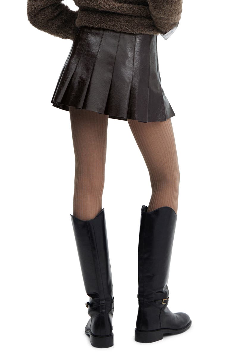 MANGO Pleated Faux Leather Miniskirt, Alternate, color, 