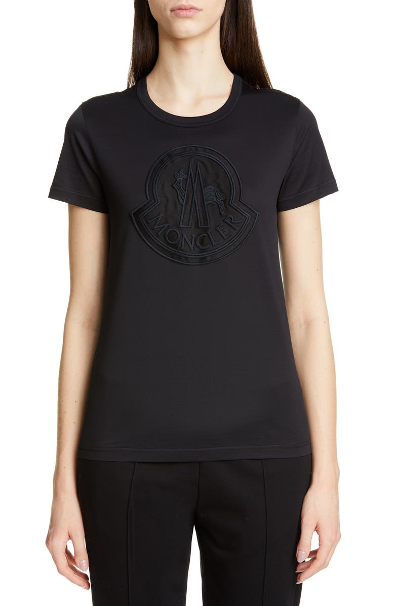 Moncler Logo Patch Cotton Tee, Main, color, 