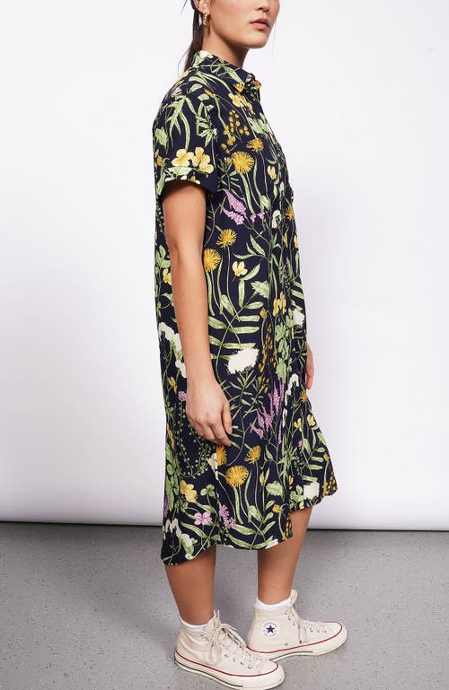 Wildfang The Empower Shirt Dress In Meadow Navy/multi