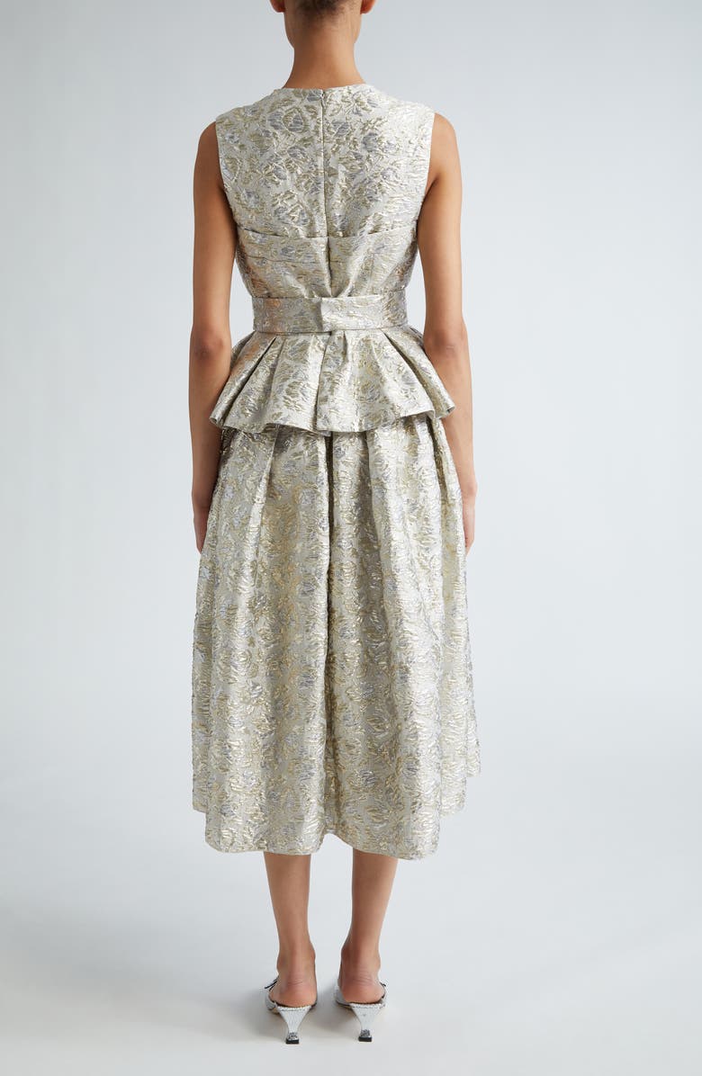 Erdem Sleeveless Metallic Cloqué Peplum Cocktail Dress, Alternate, color,