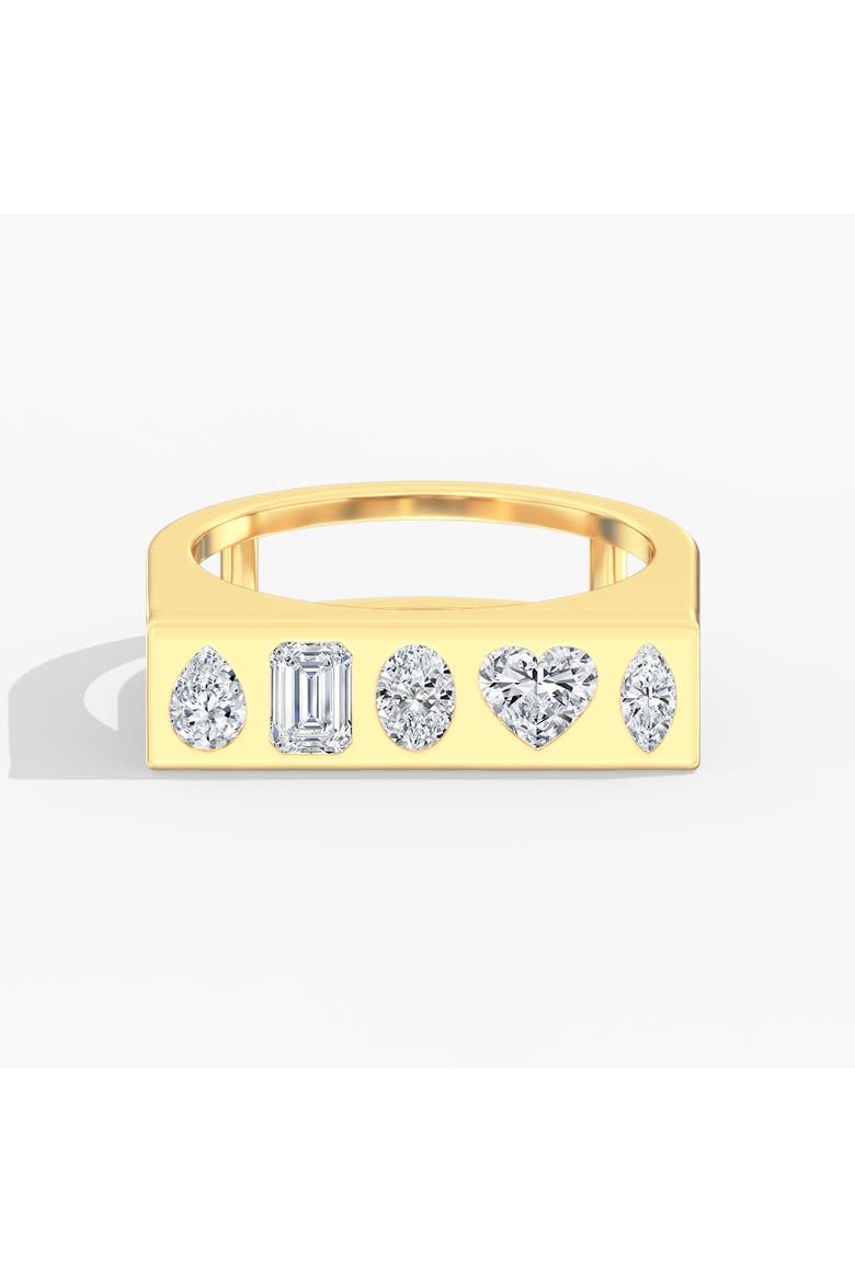 Multi Shape Inlay Bar Lab Diamond Ring in 14K, Main, color, Yellow Gold