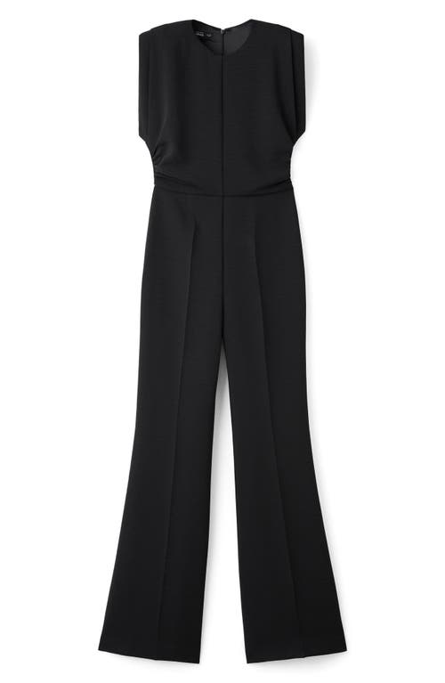 Mango Ruched Sleeveless Wide Leg Jumpsuit In Black