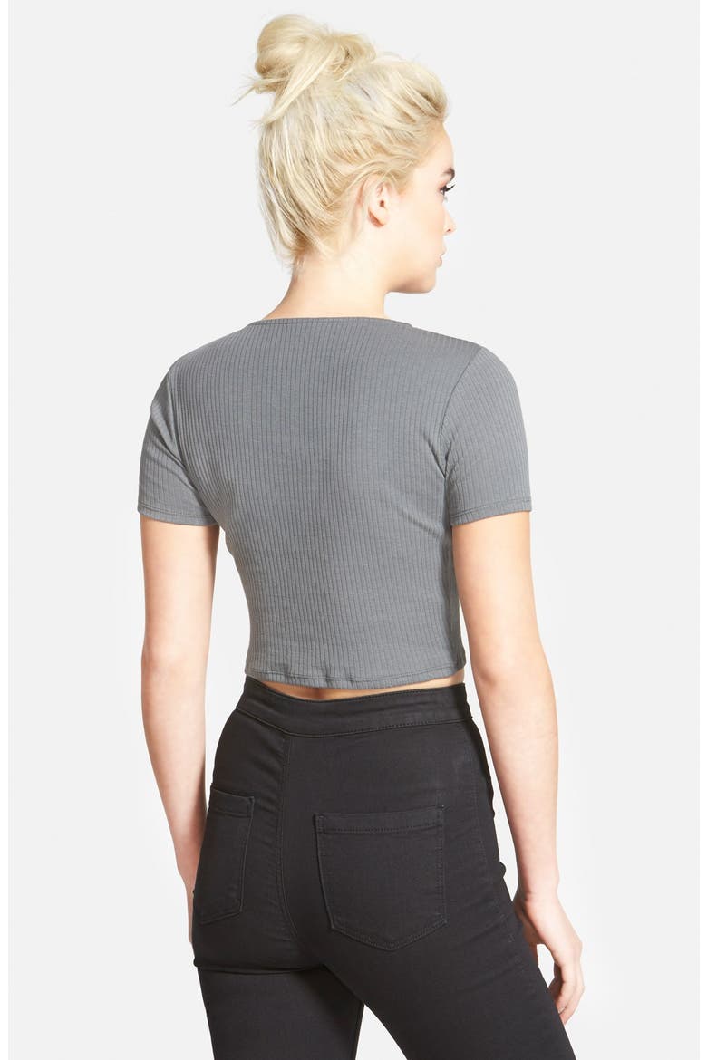 Rib Crop Tee, Alternate, color, CHARCOAL