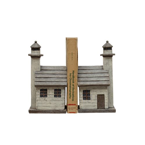 Storied Home Resin Lighthouse Bookends In Gray