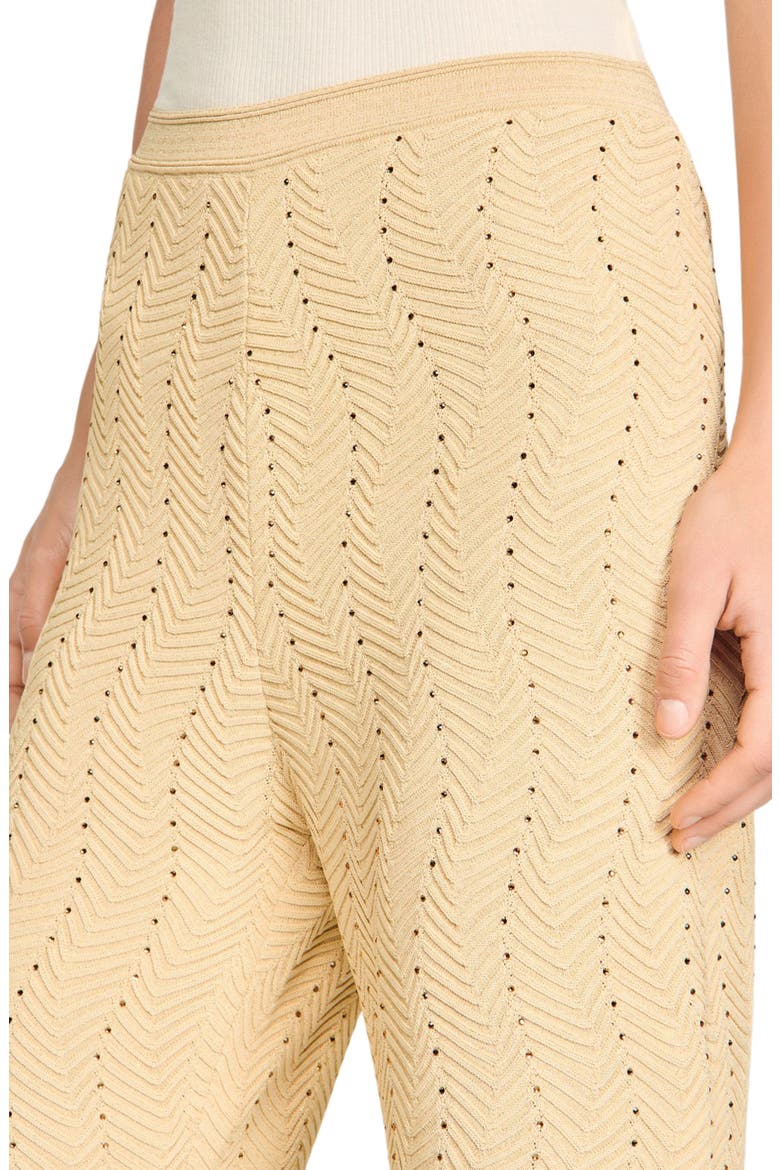 Rhinestone knit trousers, Alternate, color, Gold