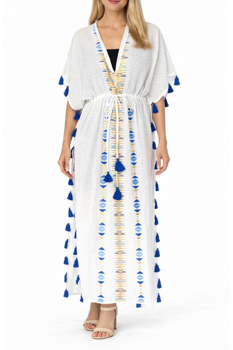 Long Caftan Cover-Up, Main, color, WHITE