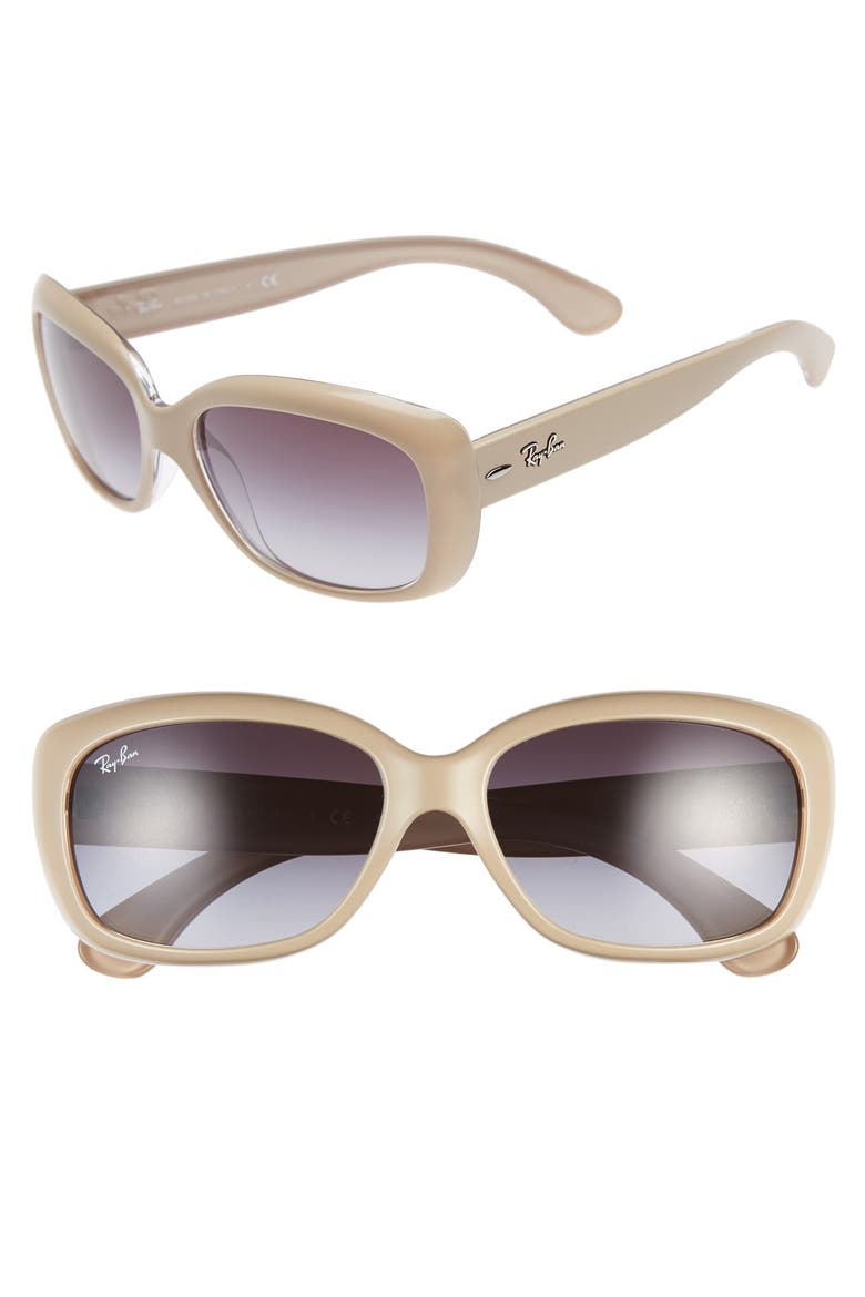 Jackie 58mm Rectangular Sunglasses, Main, color, MATTE BEIGE