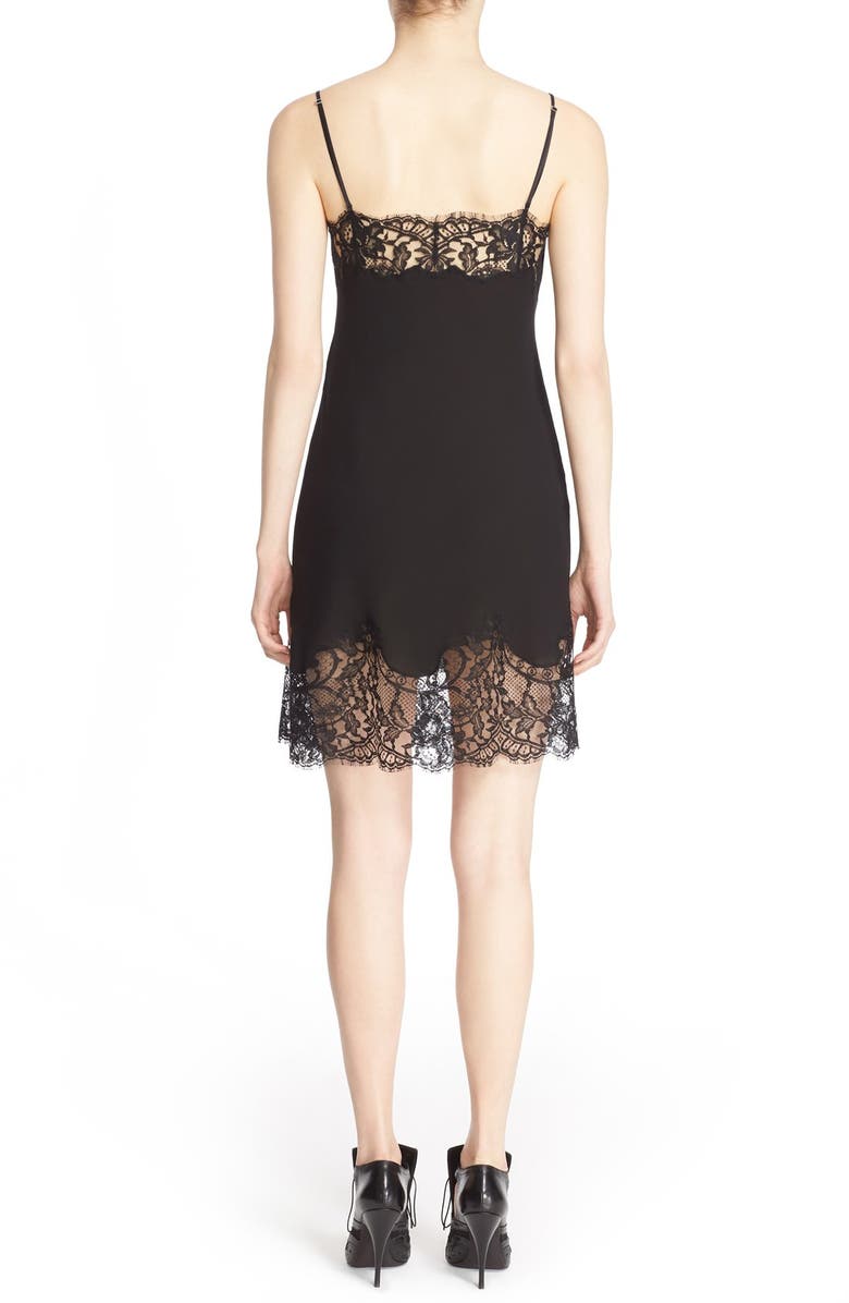 Givenchy Lace Trim Silk Crepe Dress, Alternate, color, 