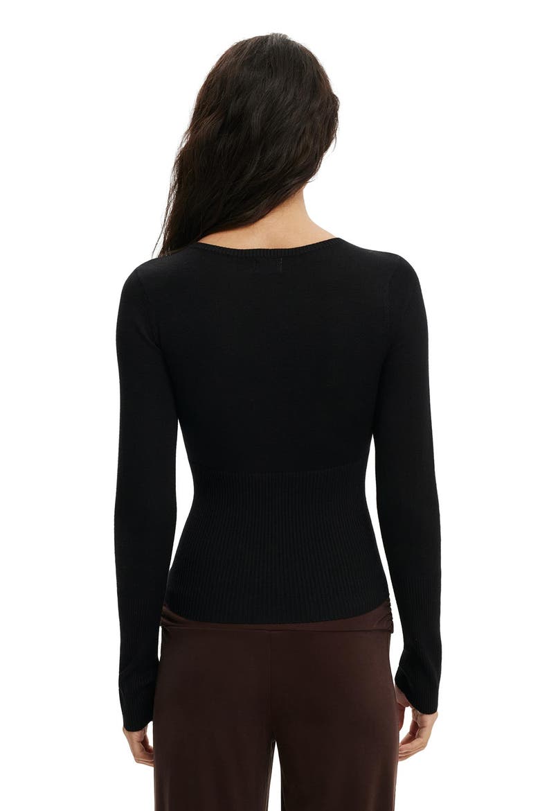 Women's Close Knit V-Neck Top, Alternate, color, Black