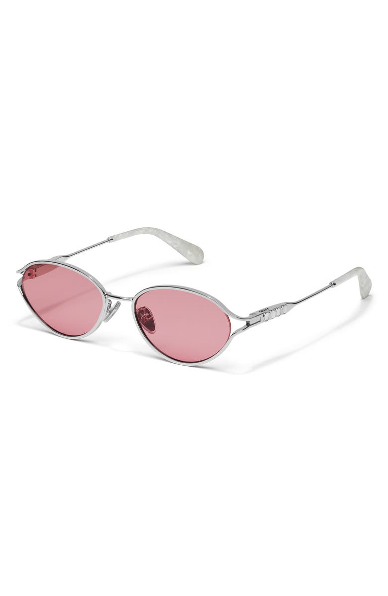 QUAY Formal Affair 55mm Round Sunglasses, Alternate, color, Silver/ Peony