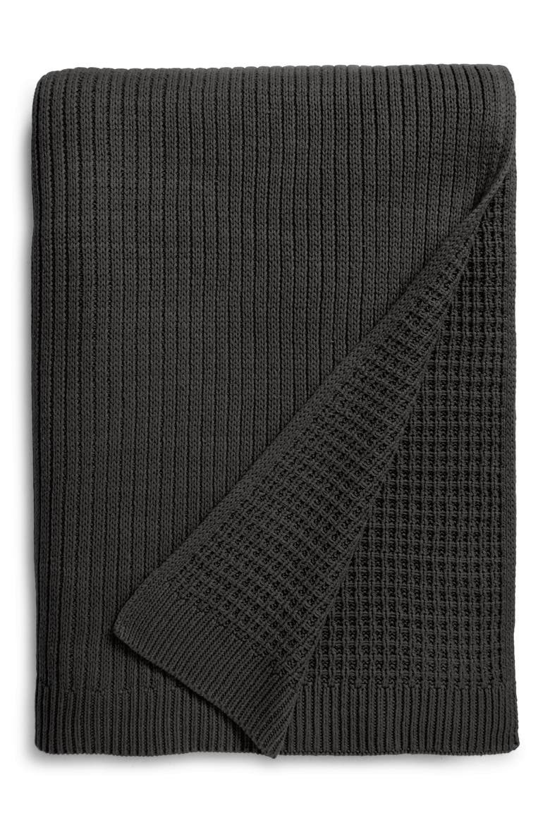 Reversible Knit Blanket, Alternate, color, BLACK RAVEN