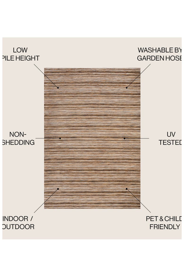 Finn Modern Farmhouse Pinstripe Indoor/Outdoor Area Rug, Alternate, color, Natural/Brown