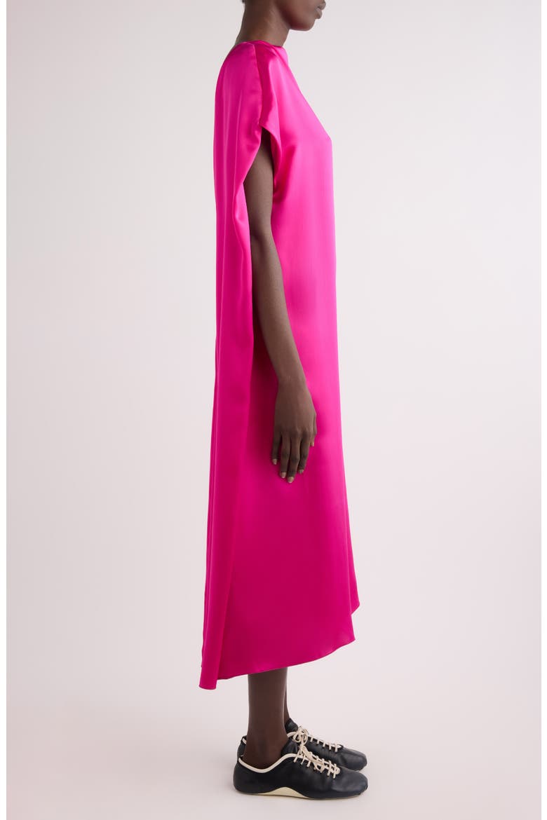Silk Satin Cape Dress, Alternate, color, FUCHSIA