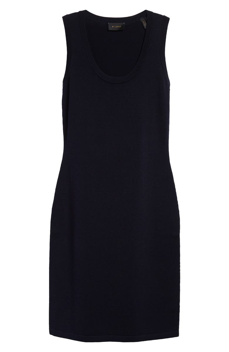 ST. JOHN Santiago Knit Scoop Neck Sleeveless Dress, Alternate, color, Midnight