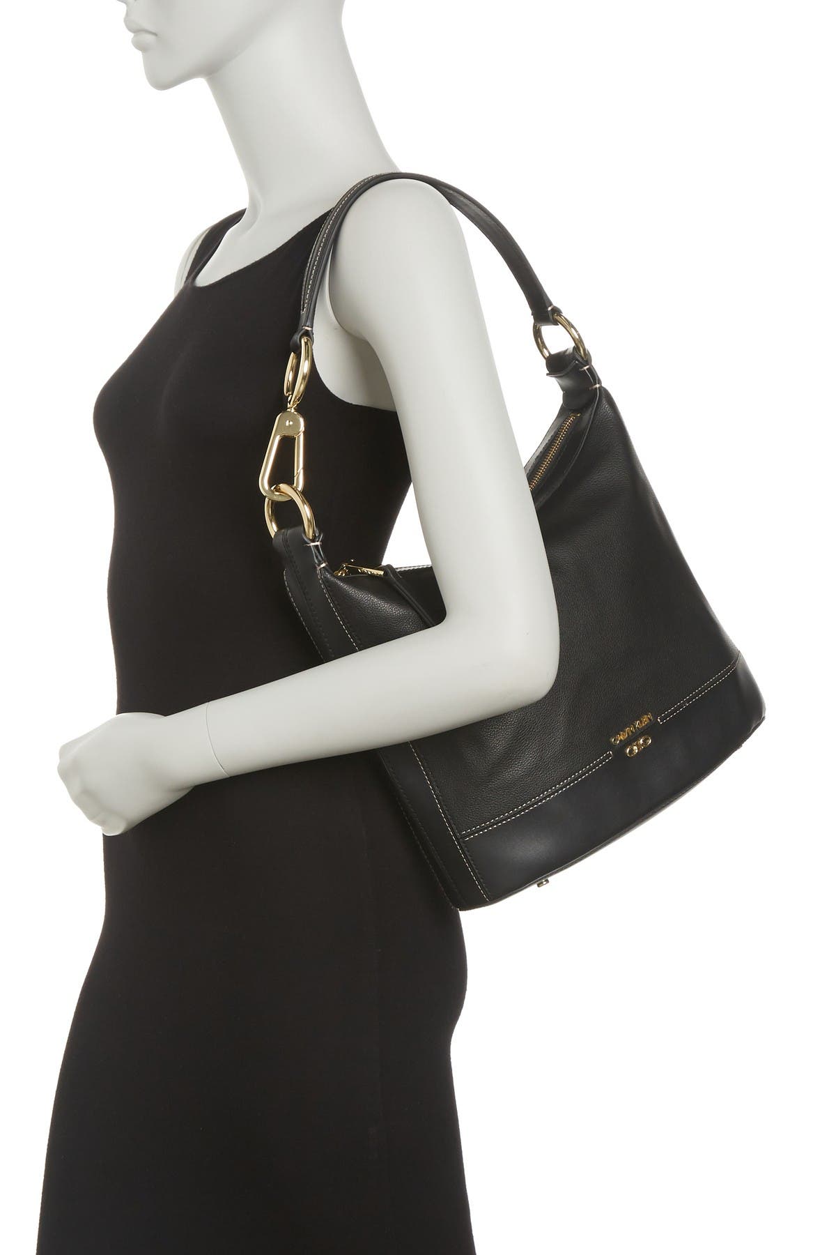 Calvin Klein Sophia Micro Pebble Leather Hobo Shoulder Bag, Main, color, 